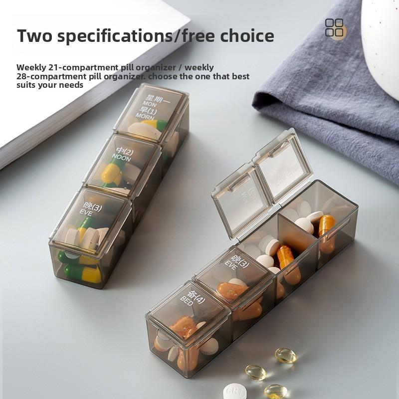 Multicolor Weekly Pill Organizer With 28 Compartments For Travel And Home Storage