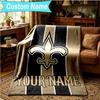 1PC Custom Name Blanket Orleans Saints Logo Flannel blankets Patterns Throw Blanket All-Season Soft Gift for Couch, Bed, Camping, Birthday gifts