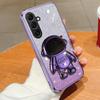 For Samsung Galaxy S25 FE / S26 FE Case Fashionable Frosted Silicone Soft Dustproof Bracket Adsorb + Electroplated Astronaut Bracket