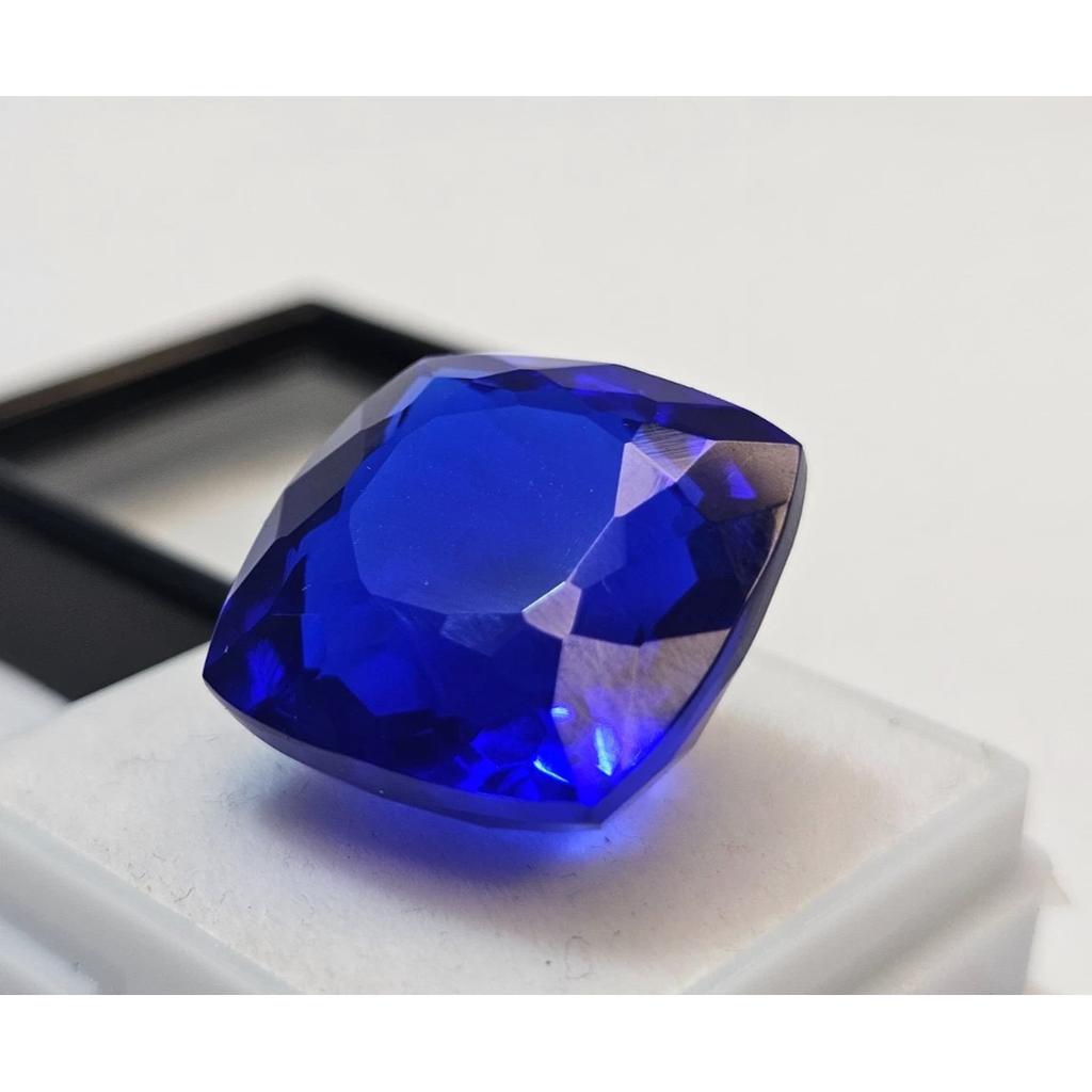 Blue Tanzanite Natural 20+ Ct Cushion Cut Fabulous Certified Loose Gemstone