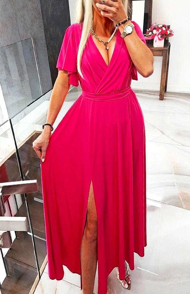 Long Dress With A Slot Fuchsia For A Party Elegant Envelope Size L