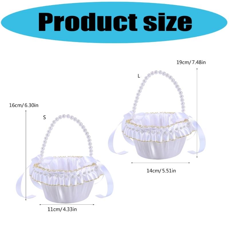 Elegant White And Gold Wedding Decorative Basket For Bridal Ceremonies Parties Decors Durable Fabric Storage Container