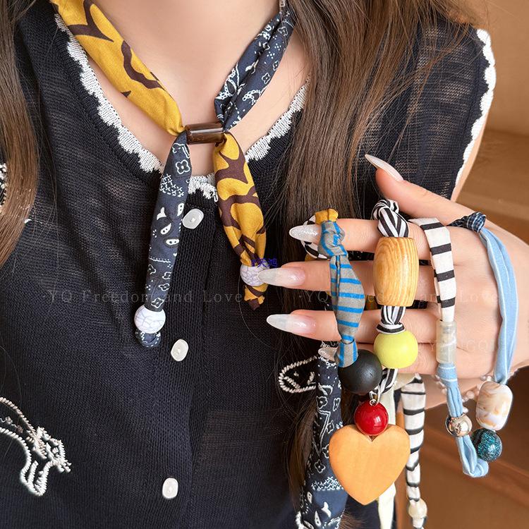 2025 Trendy Silk Scarf Necklace for Women: Unique Design, Stylish Snood Sweater Chain Accessory