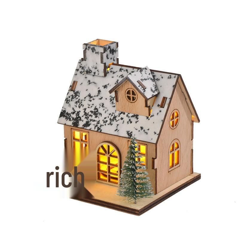 Nordic Style Light-Up Wooden Christmas Tabletop House Ornaments