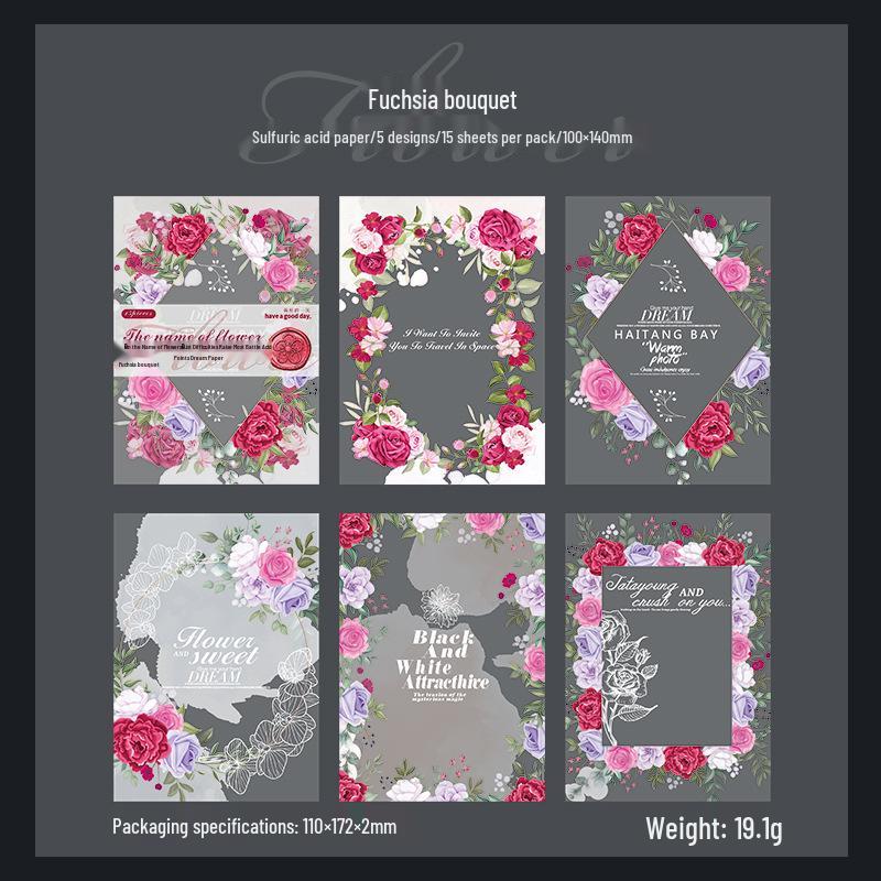 Beautiful Day Vintage Floral Series: Retro Sulfuric Acid Paper Journal with 8 Unique Collage Styles