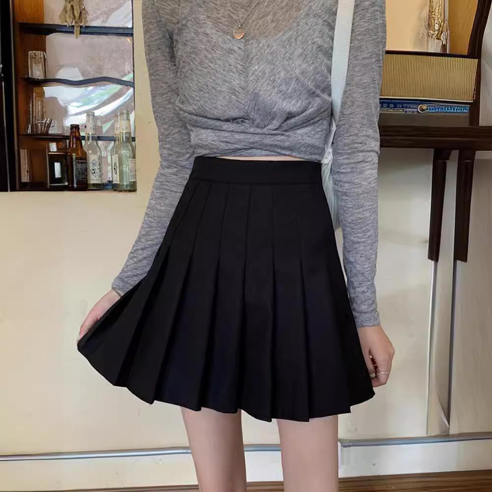 Summer Lightweight Pleated Skirt A-line Skirt for Women High-waisted Slimming Short Skirt JK Schoolgirl Style Petite Suit Skirt