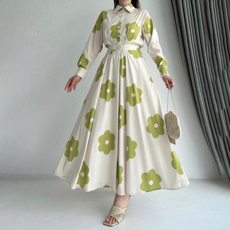 European and American Cross-border Women's Clothing 2025 Autumn Lapel Temperament Printed Shirt High Waist Slim Skirt Set