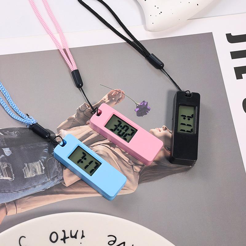 Luminous LED Keychain Pocket Watch Silent LCD Digital Display  Portable Mini Student Study Clock Keys Pendant Electronic Watch