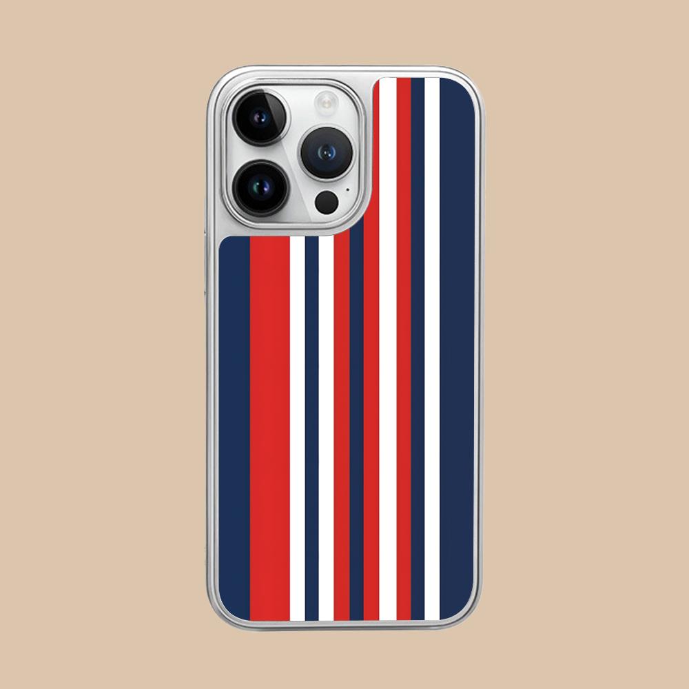 Red Blue Stripe Mobile Phone Case for iPhone 17 16 15 14 13 12 11 Air Pro Max Plus Silver Plating Colorful Cover Luxury Pretty