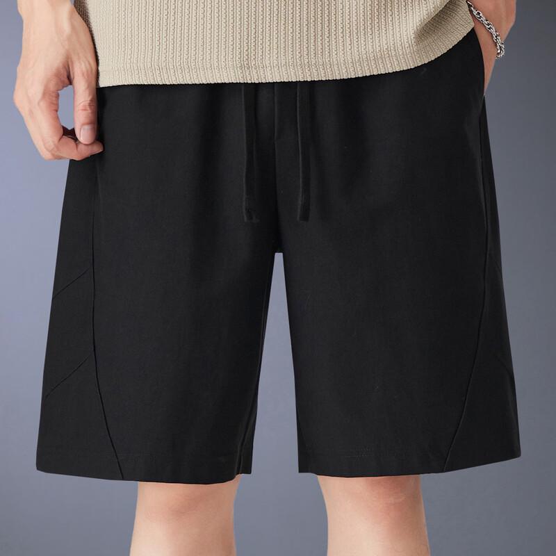 Jieleno Men s Summer Drawstring Loose Fit Knee-Length Shorts 3XL чёрный