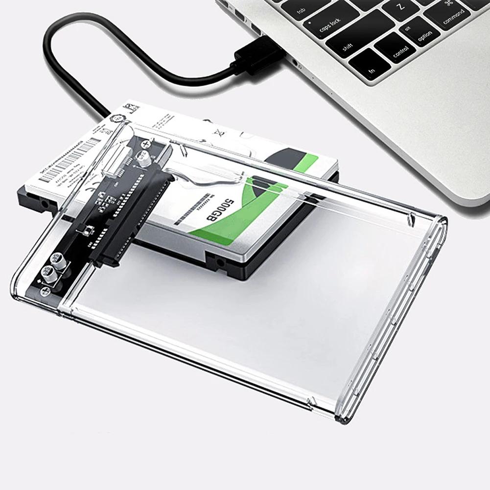 USB Type C HDD SSD Enclosure Portable Transparent External Hard Drive Disk Case 2.5 Inch SATA Box for MacBook PC Computer