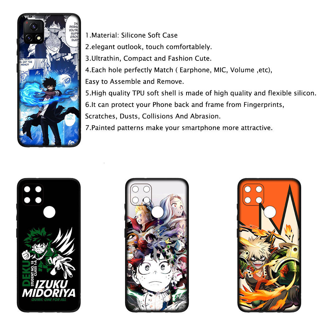 For iPhone 16 15 Xiaomi Redmi Note 14 13 12 11 Pro Max X 8 16e Samsung Galaxy S25 S24 S23 Moto OPPO Huawei My Hero Academia Midoriya Izuku Phone Case