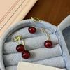 Silver Zircon Cherry Earrings - High-End, Light Luxury Studs with Fresh, Sweet Design