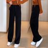 Wide-leg Women's Autumn and Winter Pants with Thickened Fleece and Drape, Narrow Straight-leg Pants, Casual Women's Pants