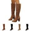 Women's Plus Size Tall Boots with Block Heel for Winter and Fall