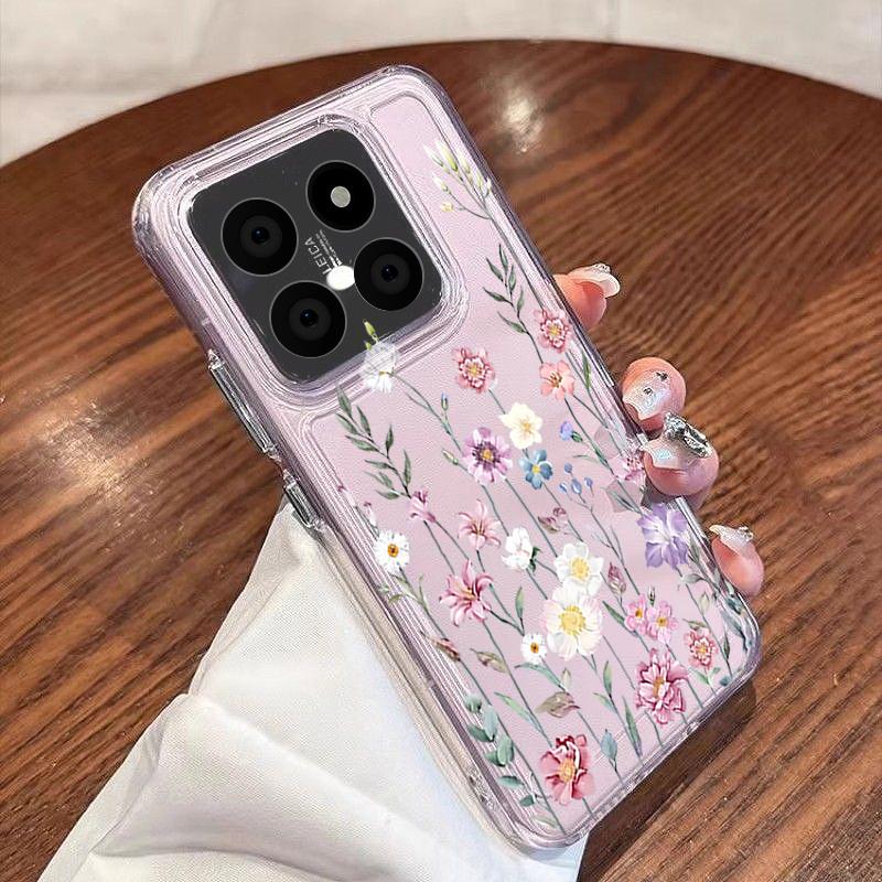 Simple Style Floral Case For Xiaomi Redmi Note 15 Pro 4G Funda Redmi Note 14 13 Pro 5G Clear TPU Silicone Soft Cover