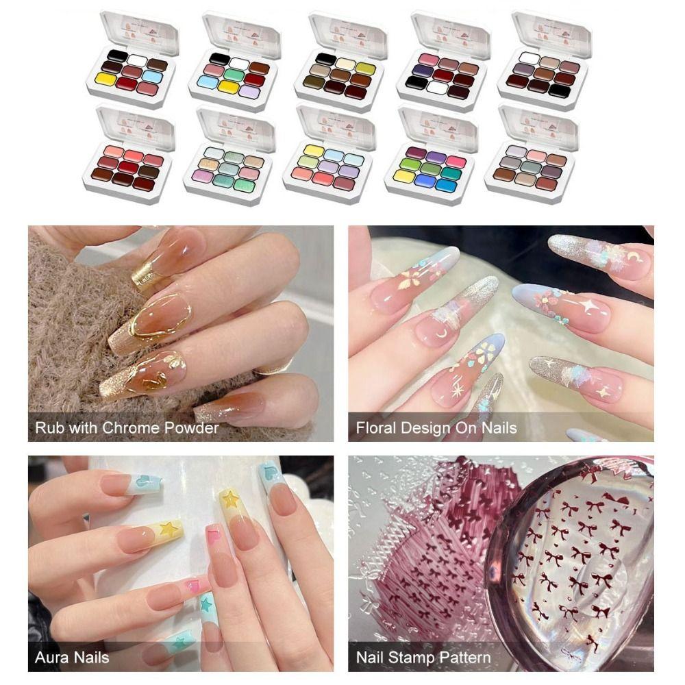 Sponge pentru Nail Art Foarte Saturat Gel cu Pigment Culoare 4/9/12 Culori pentru Unghii DIY Nail Art
