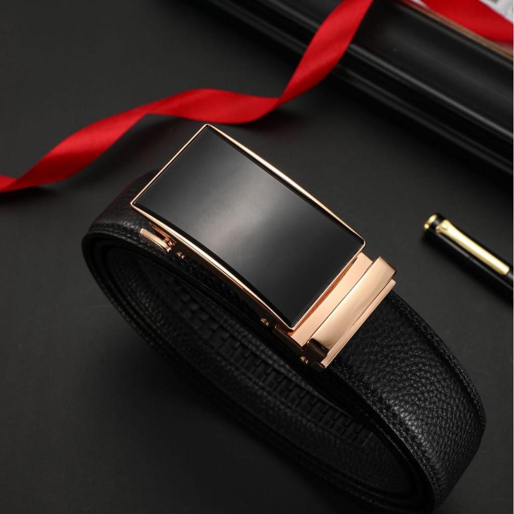 Luxury Men's Top Layer Cowhide Belt with Zinc Alloy Automatic Buckle – Perfect for Business Trousers