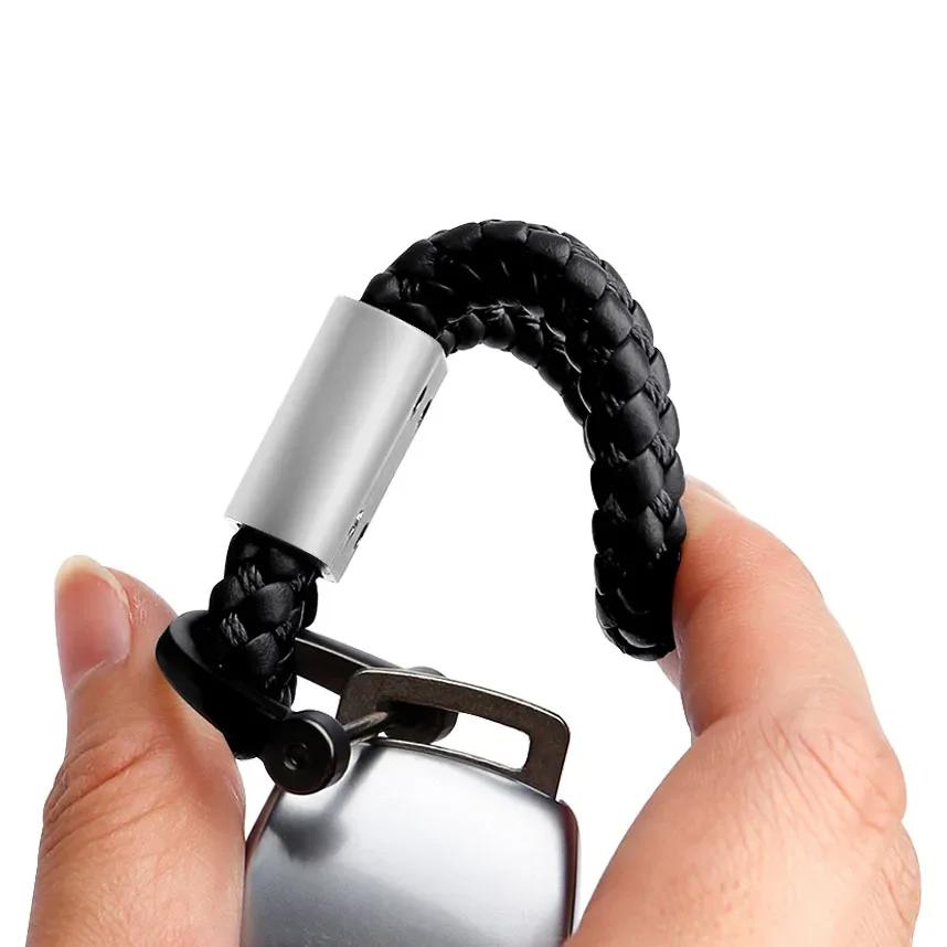 Leather Braided Car Key Ring Hand Woven Keychain Men's Hanging Accessories For Nissan X-TRAIL XTRAIL T30 T31 T32 2013-2019 Logo