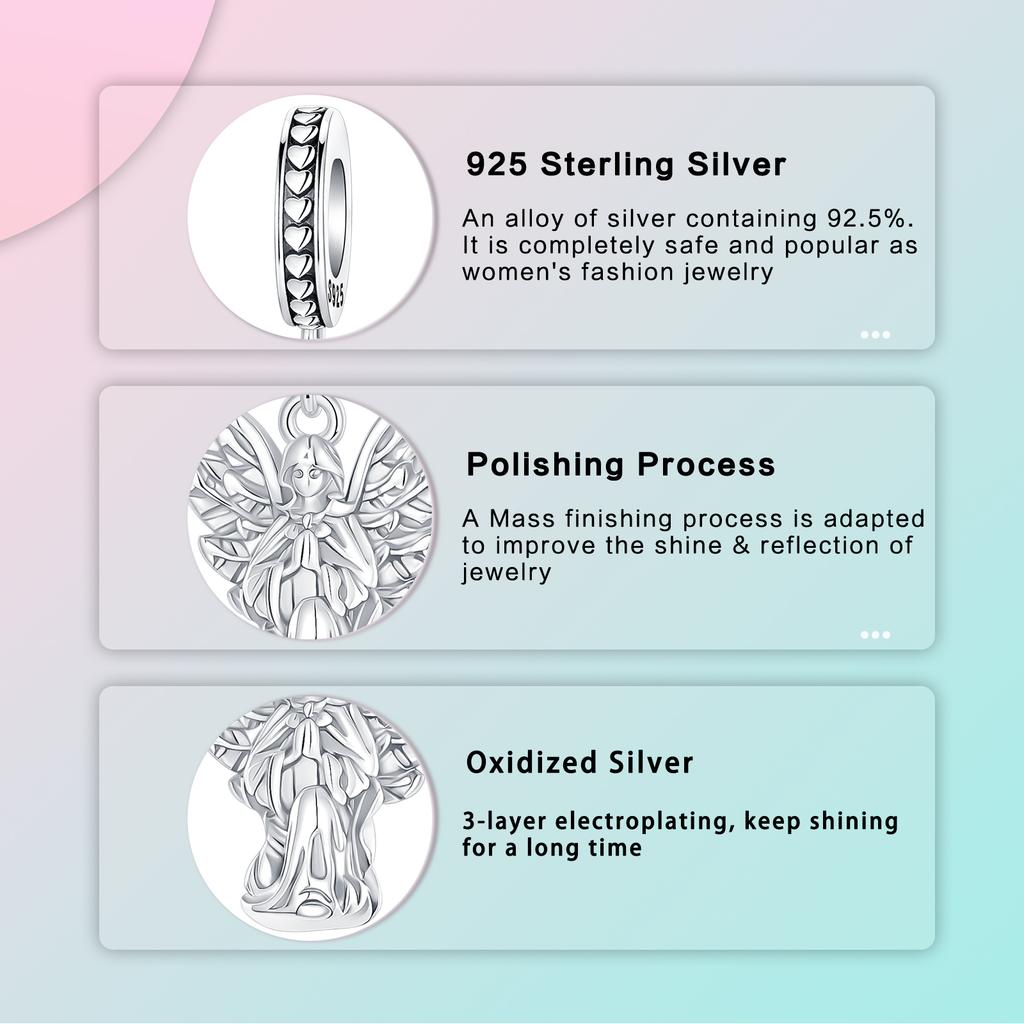 copper Religious Good Wishes Guardian Angel Pendant Charm Compatible With Authentic Charm Bracelets Women Do It Yourself Jewellery Gift