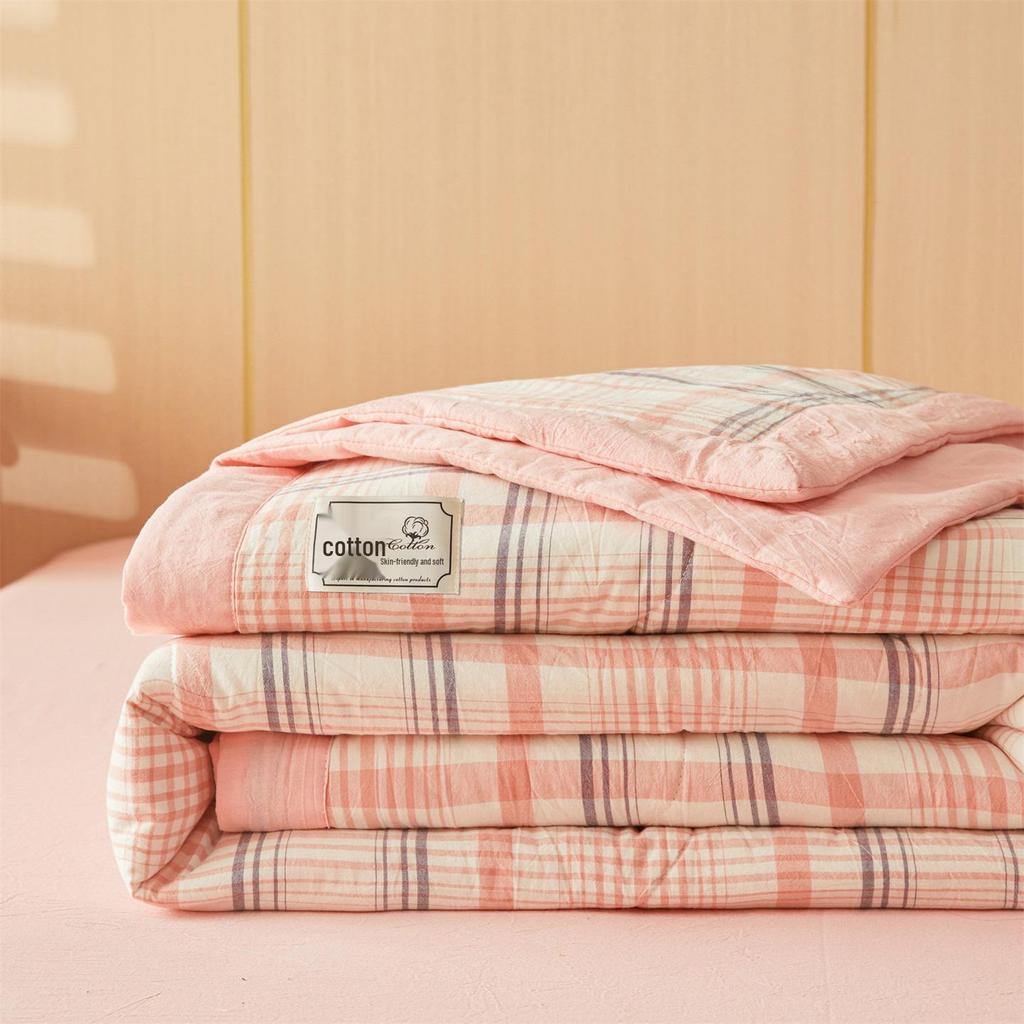 Muji-style Pure Cotton Summer Quilt – All-Cotton, Machine Washable Air Conditioning Quilt for Dorms