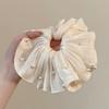 3pcs French Style Silk Nail Bead Large Intestine Hair Ring High End Fluffy Pleated Headband with Gentle and Versatile Hair Tie