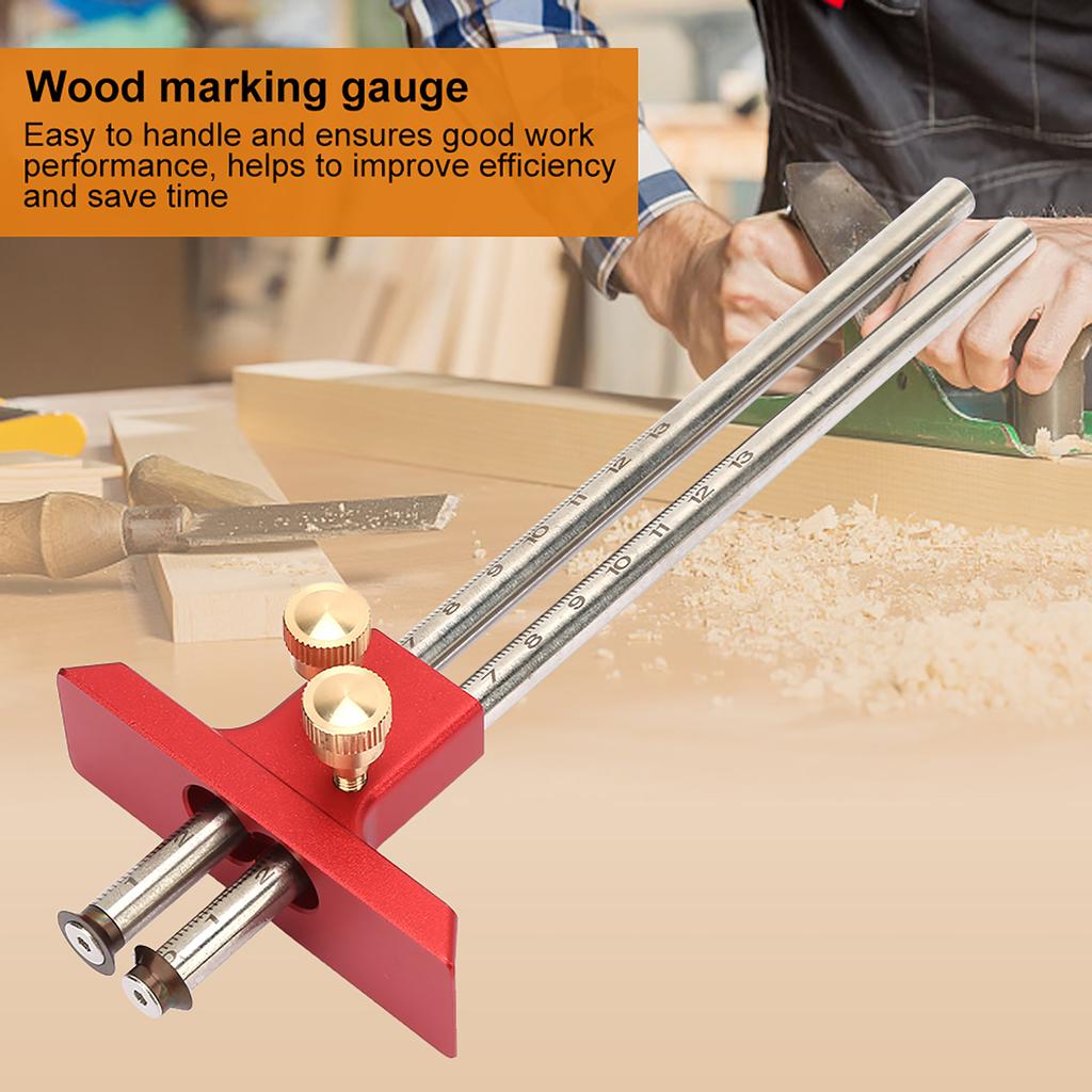 Stainless Steel Woodworking Double Head Scriber Ruler Marking Gauge Wood Scribe Tool Carpentry