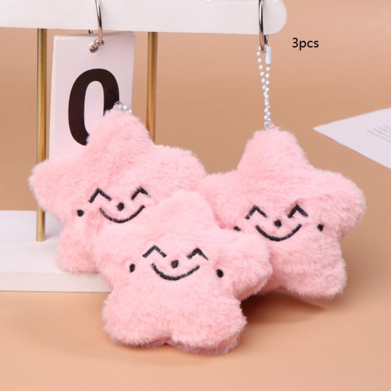 

1/3Pcs Pink Star Plush Keychain Cartoon Stuffed Doll Keyring Bag Pendant Backpack Hanging Decoration Fans Collection Gifts 3Pcs