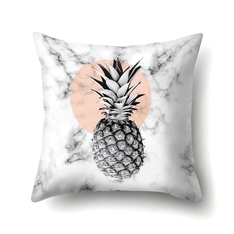 Polyester Pillow Case Nordic Ins Style Marble Geometric Printed Peach Leather Velvet Living Room Sofa Pillow Case
