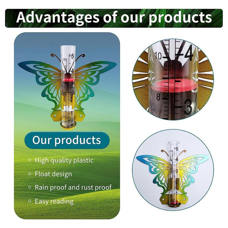 Outdoor Rain Gauge Easy To Read Rain Collector With Metal Art Garden Decor Patio Decoration Imperial Metric Rain Gauge For Parks