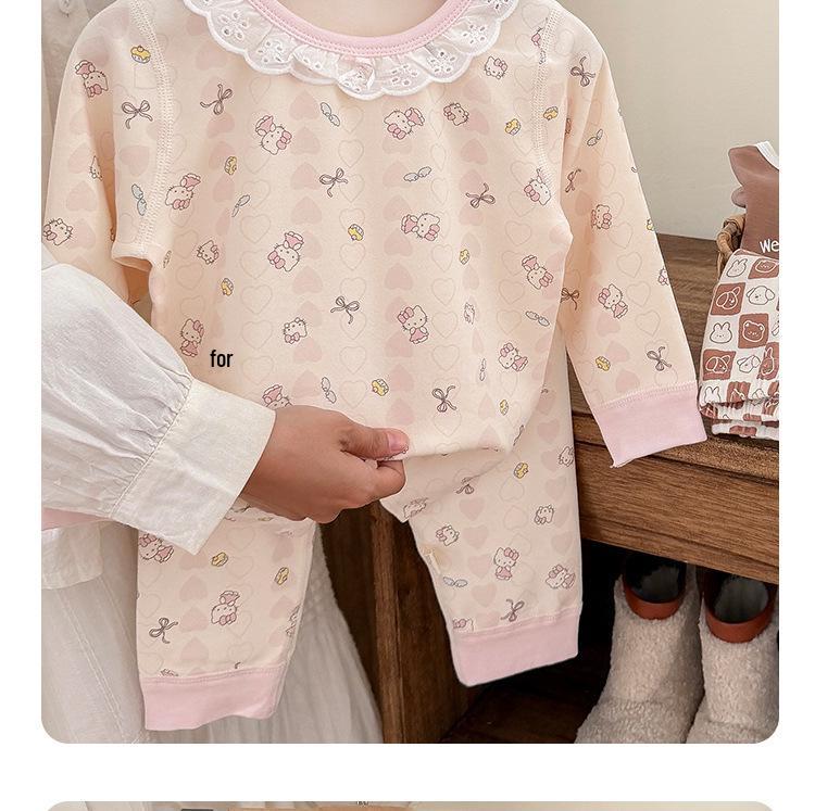Children's Cozy Velvet Cotton Long Johns and Pajama Set for Autumn and Winter, Seamless and 320G Thickened, Class A Quality.