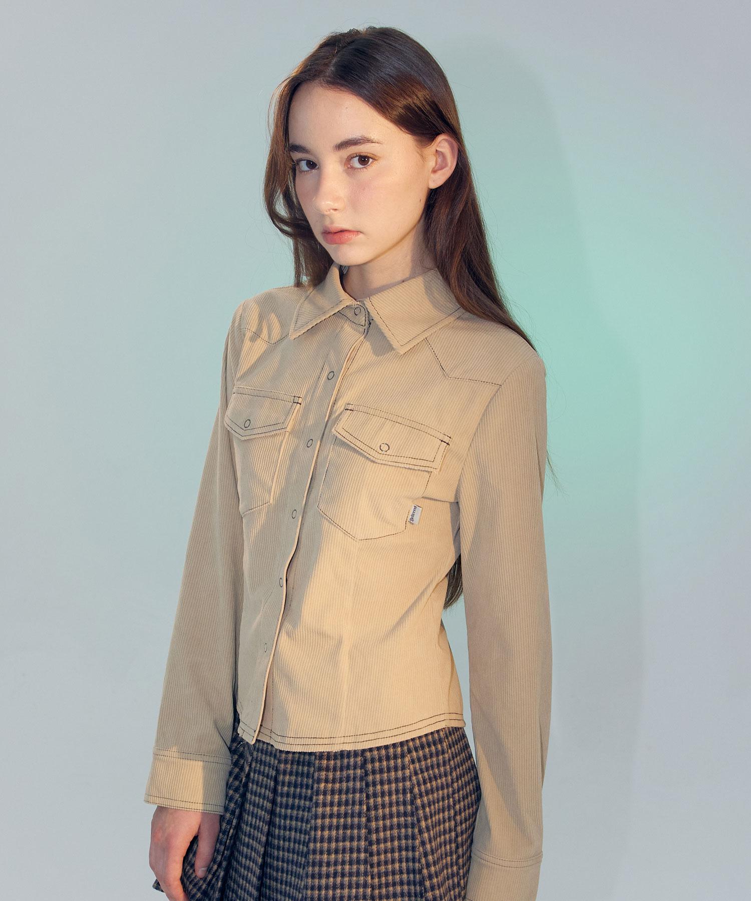 Deliscent Corduroy Western Shirt [Beige] Beige/Free