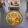 Covor rotund pentru pisici Model cu floarea-soarelui vintage Cadou pentru pasionații de pisici Stil mandala boem Covor pentru living dormitor