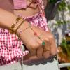 Waterproof Stainless Steel Women's Summer Trend Colorful Crystal Flower Finger Bracelet 18K Gold-plated Jewelry for Party