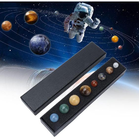 DEWIN 8 Planets Solar System Desk Decor - Home Desktop Sphere Galactic Planets Decoration for Healing Meditation, Healing Crystal Gemstones Ball Set