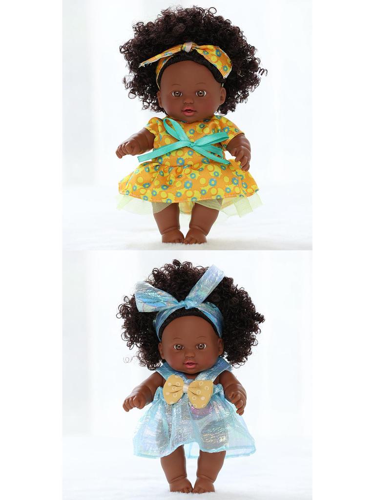 20cm African American Vinyl Reborn Doll - Cute Plush Toy for Children
