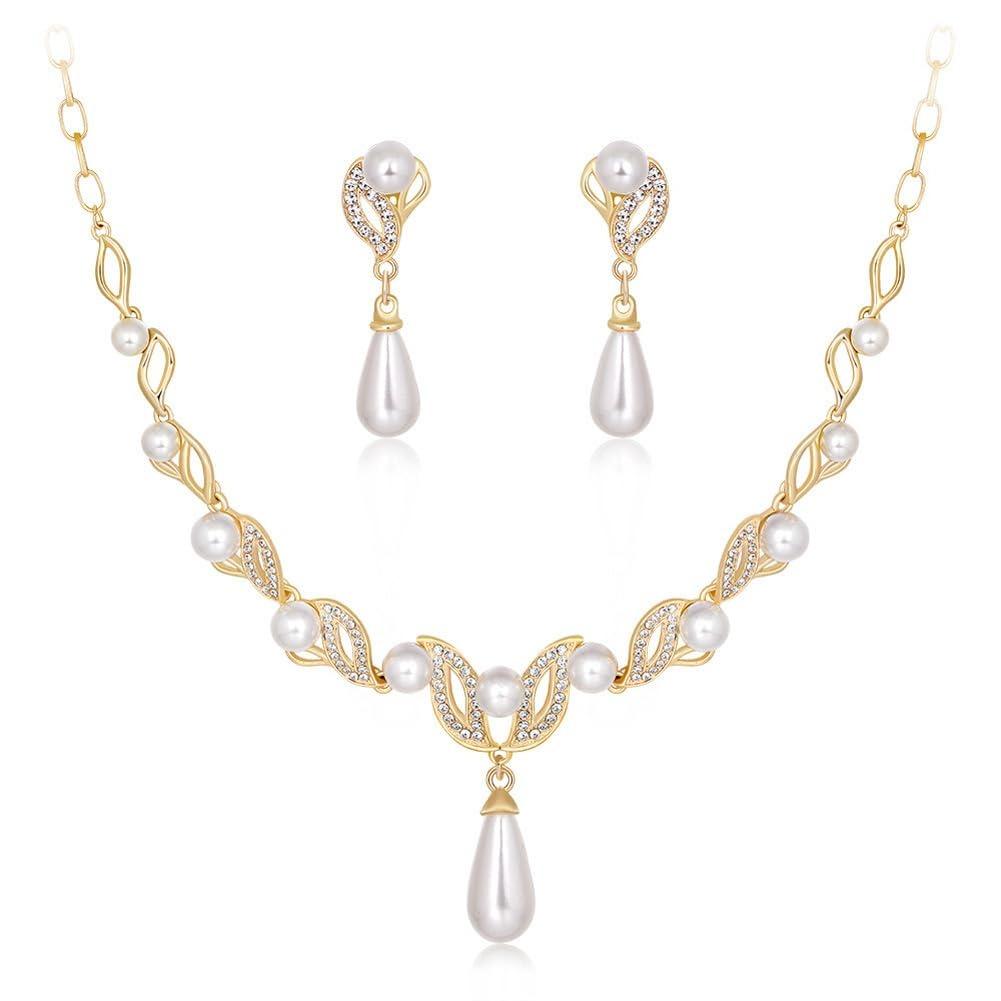 Latest Stylish Design Fancy Traditional Pearl Necklace Jewellery Set for Women