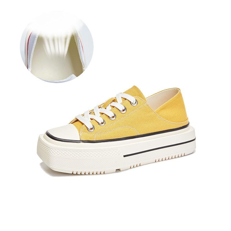 

Квадратная головка маленькие белые туфли летние толстые подошвы повседневные туфли для скейтбординга дышащие плоские женские туфли 40 жёлтый