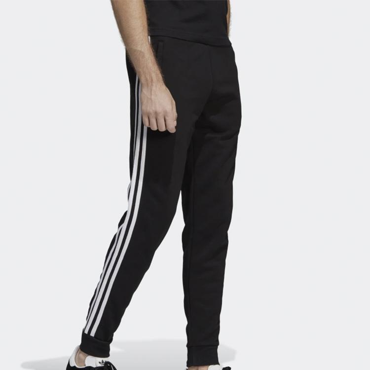 Adidas Originals Trefoil Three-Stripe Print Fleece Joggers Men Bottoms Black DV1549