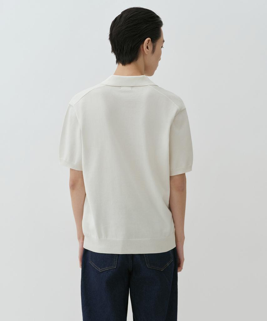 MUSINSA STANDARD Washable Supima Cotton Slit Neck Knitted Polo Shirt [Ivory]