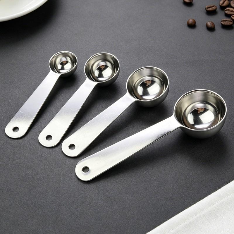 Stainless Steel Measuring Spoons Set 5ml 10ml 15ml 20ml Coffee Powder Milk Baking Kitchen Tools