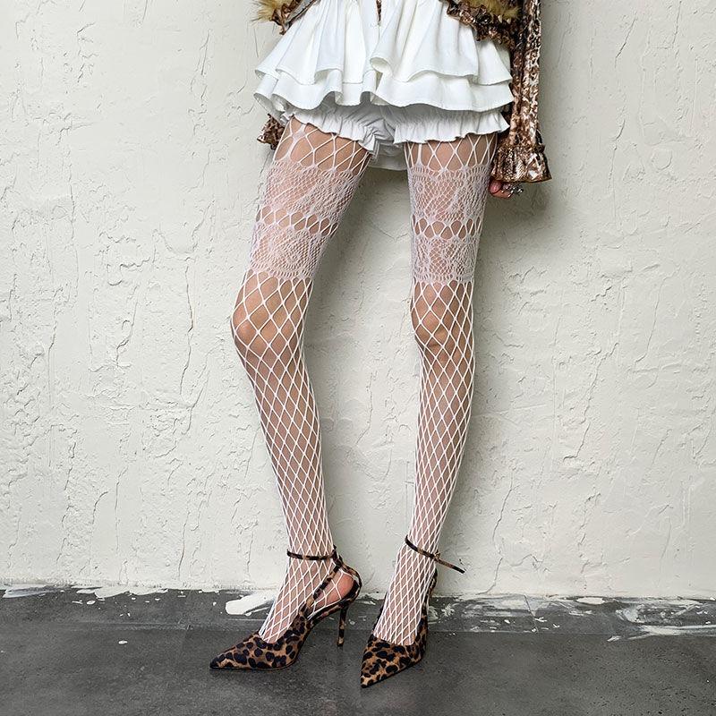 High Street Goth Punk Fishnet Stockings Women Sexy Hollow Out Pantyhose Exotic Subculture Gothic Lolita Y2k JK Slim Mesh Tights