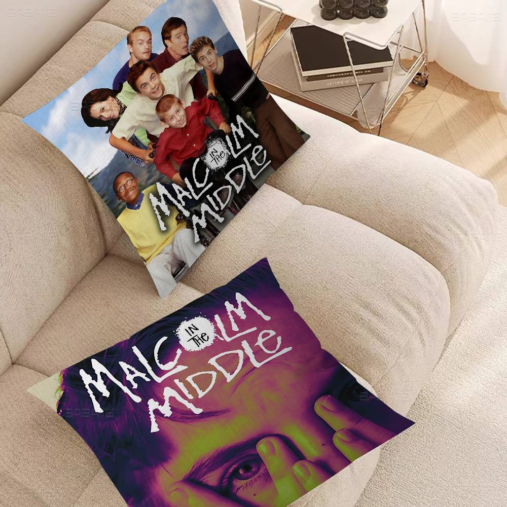 M-Malcolm In The Middle Pillow Covers Cartoon Sofa Decorative Home Double-sided Printing Short Plush Cute Cushion Cover