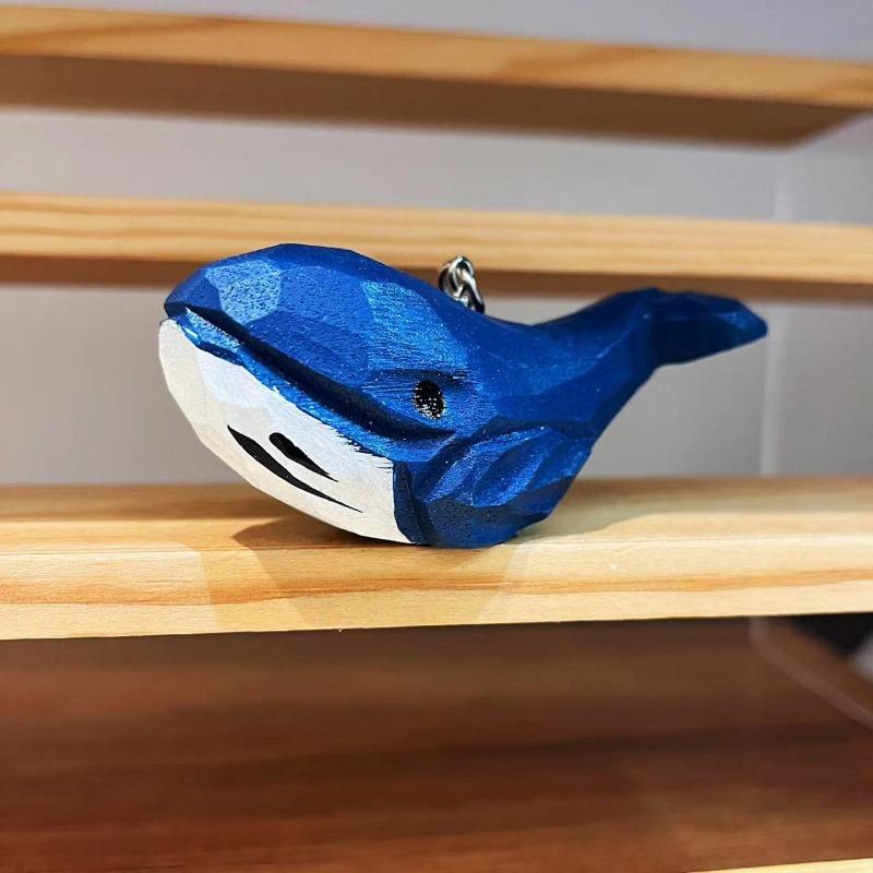 Carved Blue Whale Pendant Pendant Key Chain Hand-carved Blue Whale Woodcut Small Gift Blue Whale Adornment New