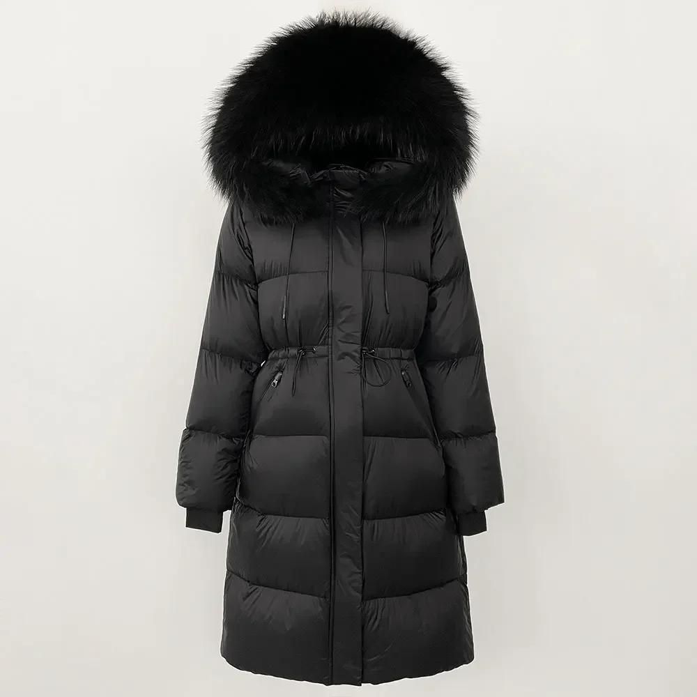 OFTBUY 2024 Winter Jacket Women Natural Real Fox Raccoon Fur Collar Hooded White Duck Down Coat Thick Warm Streetwear Casual