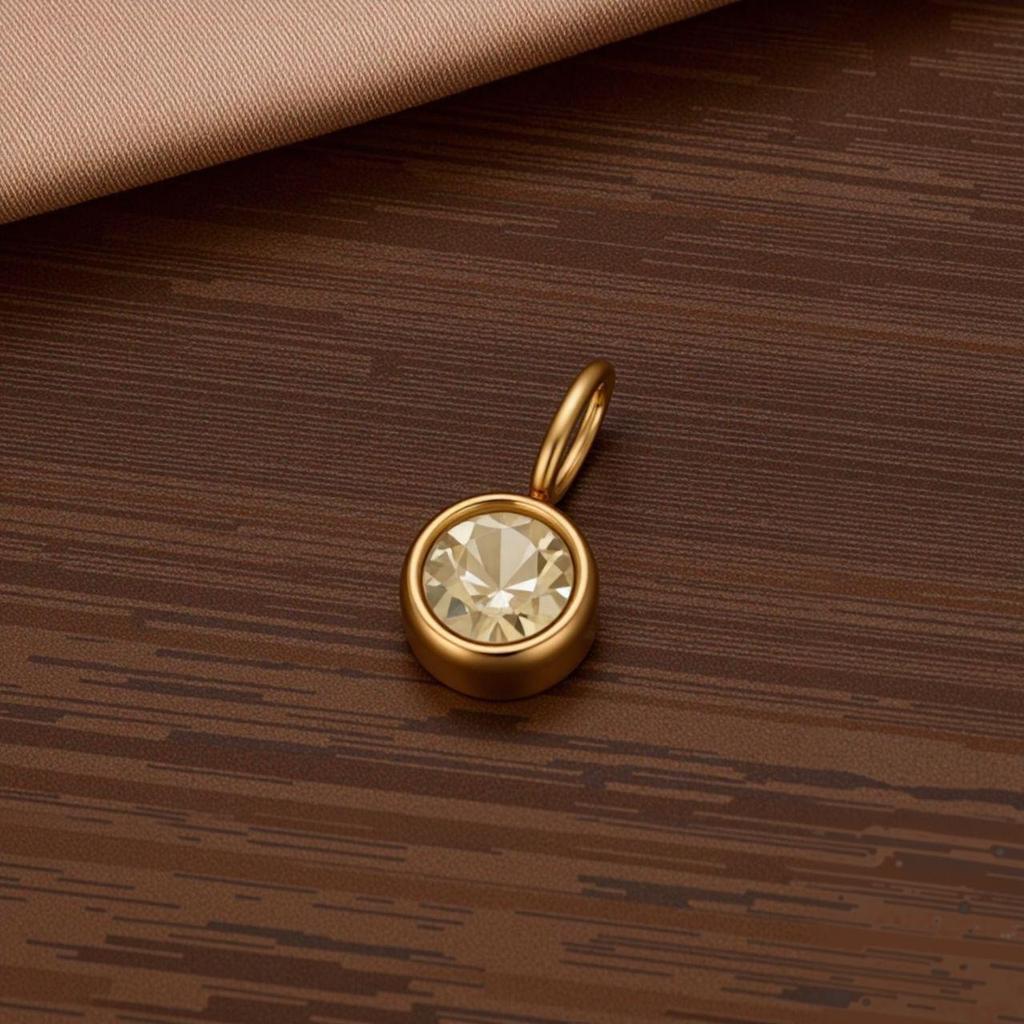 Polished Stainless Steel Birthstone Pendant with Vacuum Electroplating and Retro Design