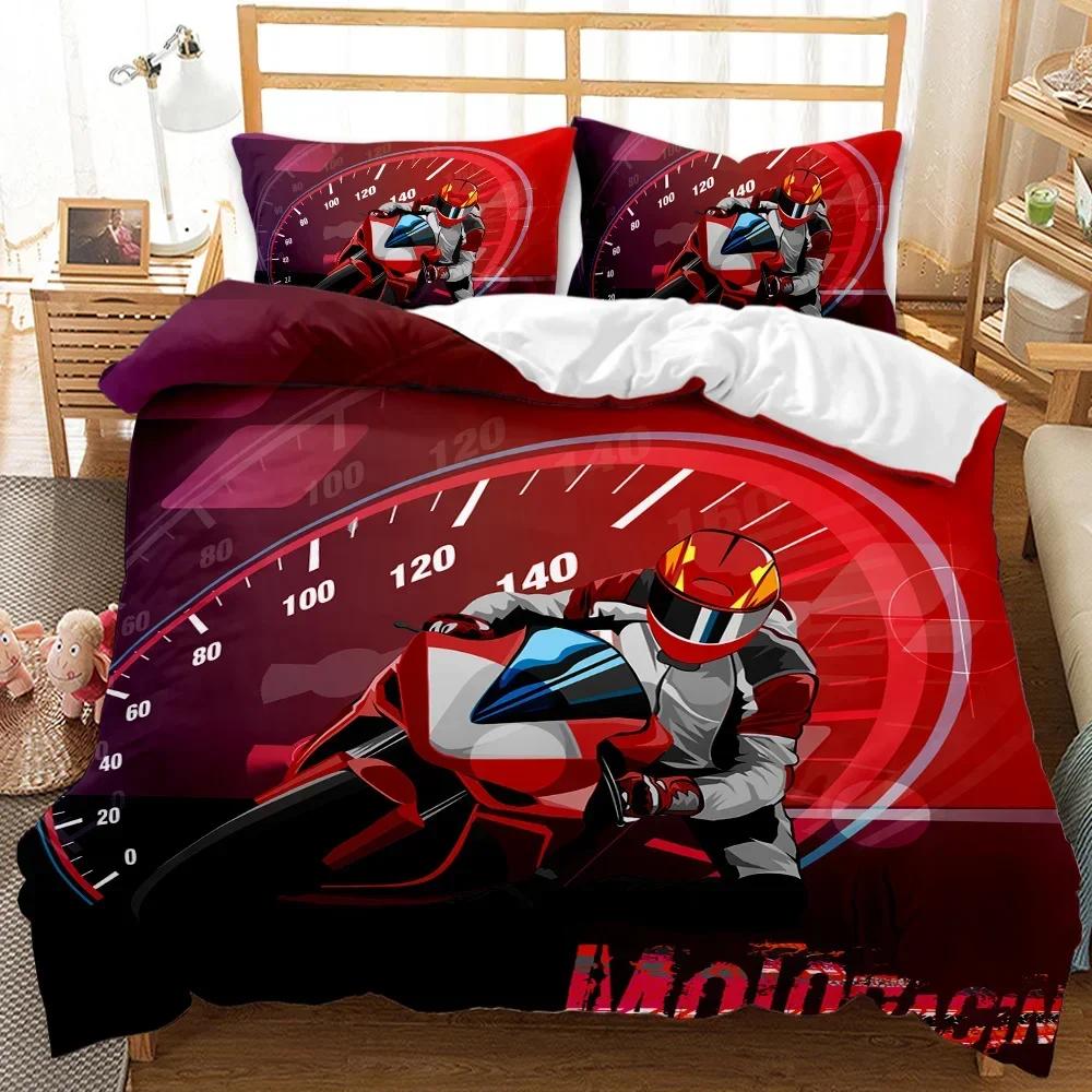 

Motocross Rider Racing Motorcycle Dirt Bike Comfortable Duvet Quilt Cover Pillowcase Bedding Set Bedroom Decoration Home Textile 70x133cm 2pcs