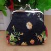 Portable Mini Coin Purse Canvas Metal Hasp Credit Card Holder Rose Floral Print Makeup Bag for Women