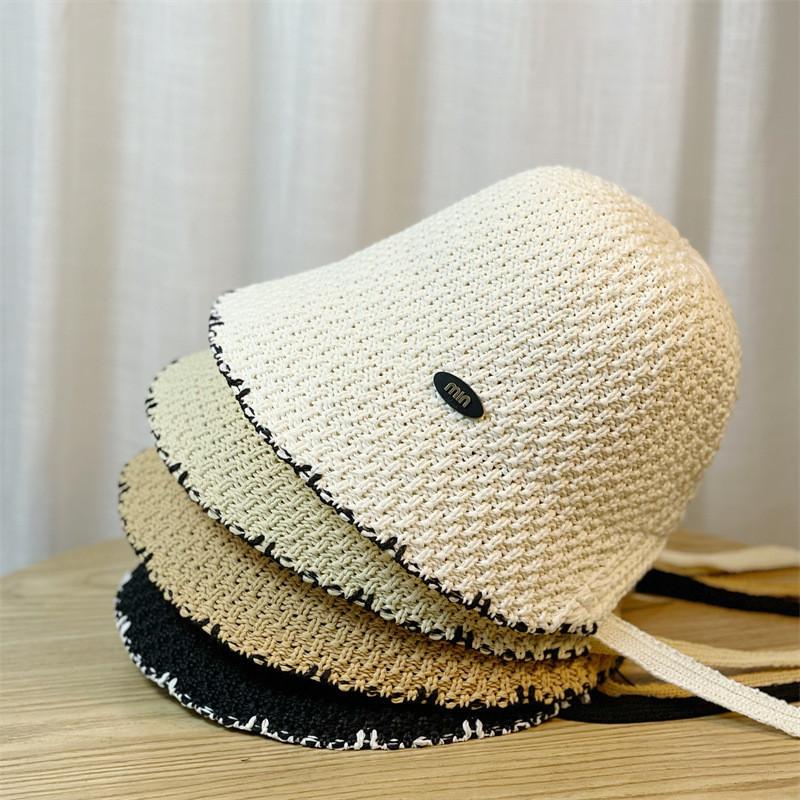 2024 Fashionable Hollow Black Fisherman Hat Women's Adjustable Sunshade Sunscreen Hat
