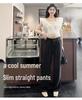 2025 Summer High-Waisted Loose Straight-Leg Drapey Suit Pants with Elastic Back Waistband, Plus Size, High-End Feel.